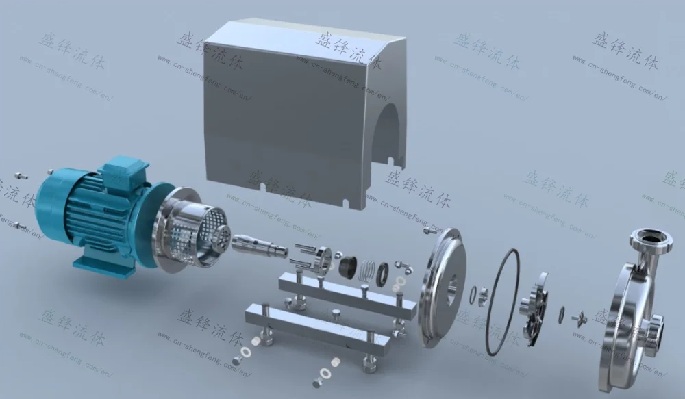 ShengFeng 60Hz ABB Motor SS304/SS316L Sanitary Aseptic Polished Milk Brew Centrifugal Pump