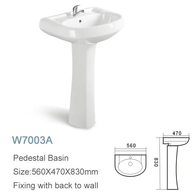 Custom color bathroom pink pedestal wash basin sink