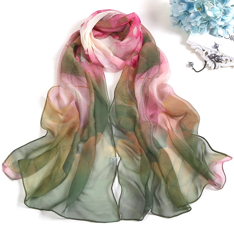 Wholesale Summer New Fashion Georgrette Chiffon Scarf Shawls For Women Lightweight Floral Printed Chiffon Shawls