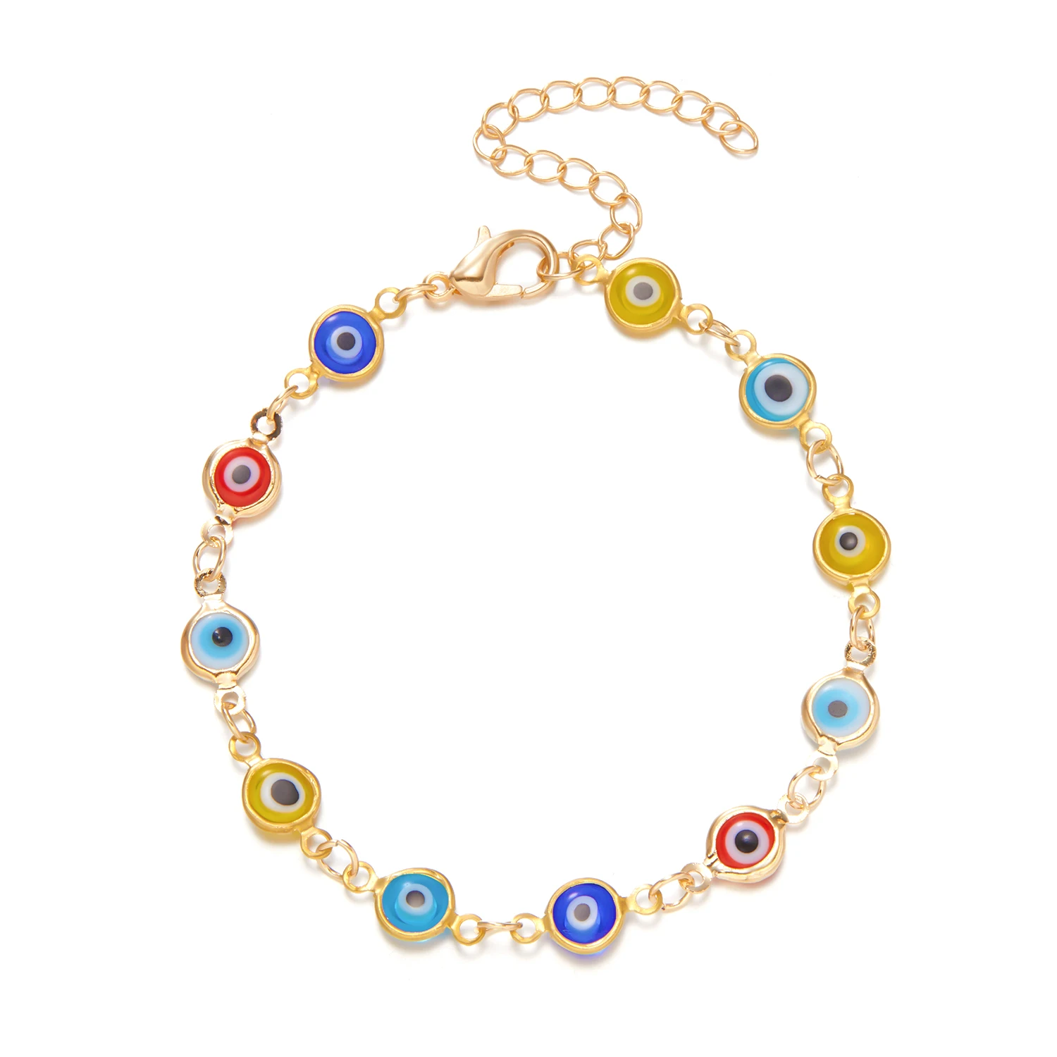 Hot Selling Dainty Gold Plated Mal De Ojo Bracelet Lucky Turkey Evil Eye Bracelet Colorful Red Blue Eye Aesthetic Jewelry