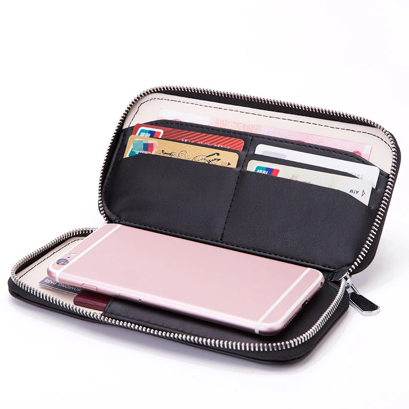 Wholesale custom luxury RFID Blocking Passport Holders Leather Travel Wallet Organizer Passport Bag with phone package