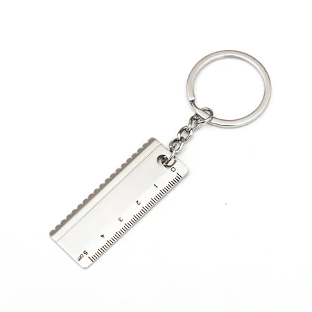 China Manufacturer Silver Key Rings With Logo Ruler Zinc Alloy Key Ring Blanks Key Chain