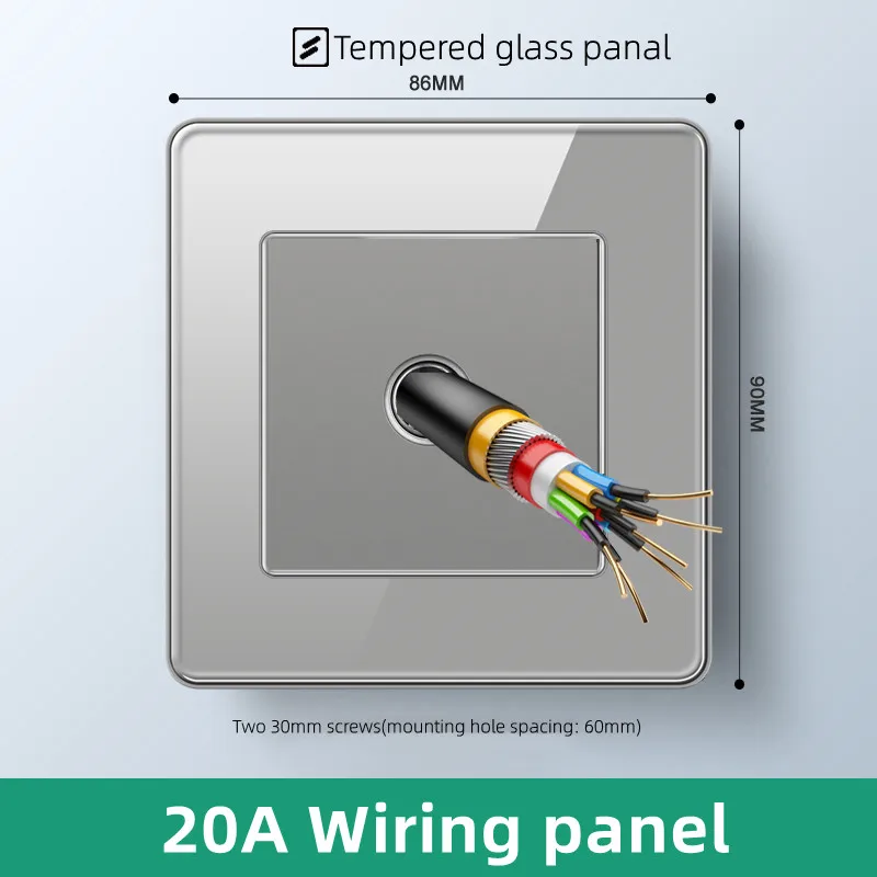 Ksmt UK 86 Standard electric wall socket 20A flex outlet plate Tempered Glass wire panel socket wall switch