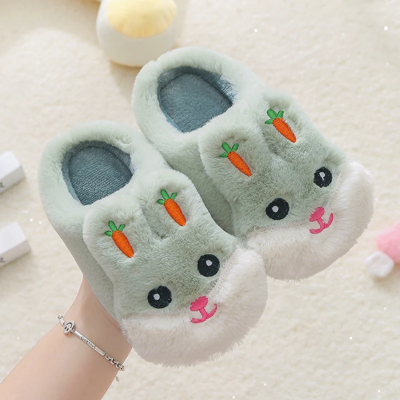 2021 new arrival Kids Cotton Footwear Lovely Little Bunny Warm Plush Shoes Anti-skid Slippers For Kids Slides slippers
