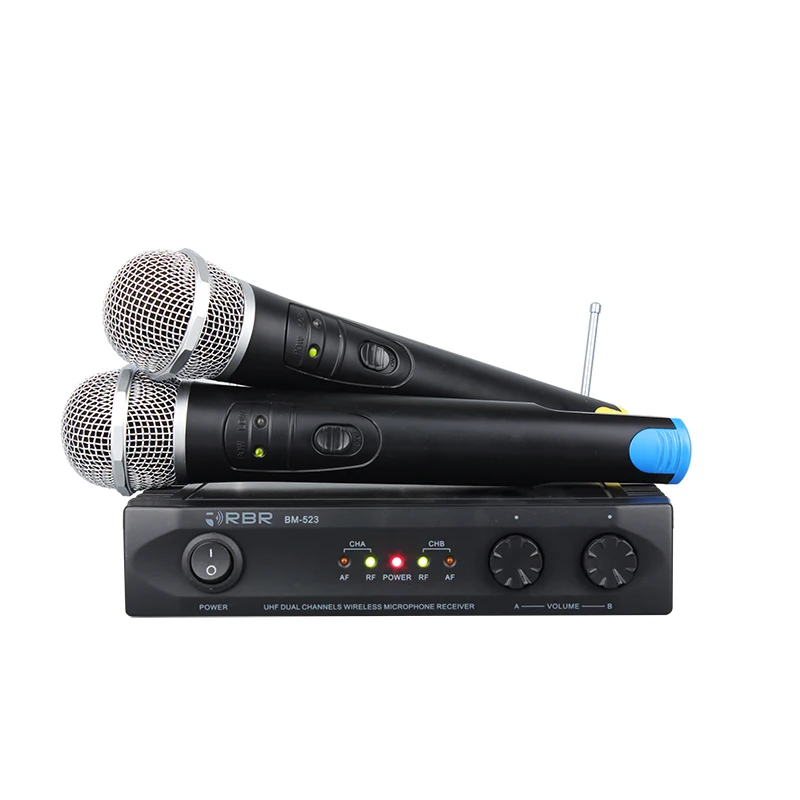 bm523 Hot selling dual channels professional uhf wireless microphone