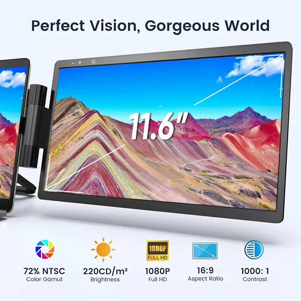 Portable 11.6 Inch HD Monitor with IPS Display 1920*1080 Resolution for Gaming on Raspberry Pi PS3 PS4 Xbox360 SWITCH