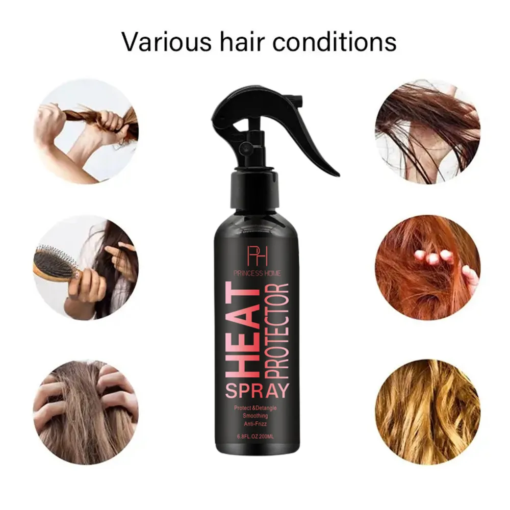 Private Label 200ml Heat Protectant Spray Nourishing Shine Mist Anti-frizz Conditioning Hair Spray Heat Protector Spray