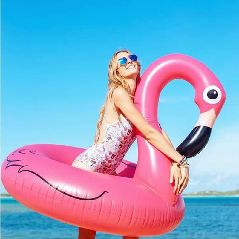Hot selling Pvc Inflatable Flamingo Swim Ring for kids and adults