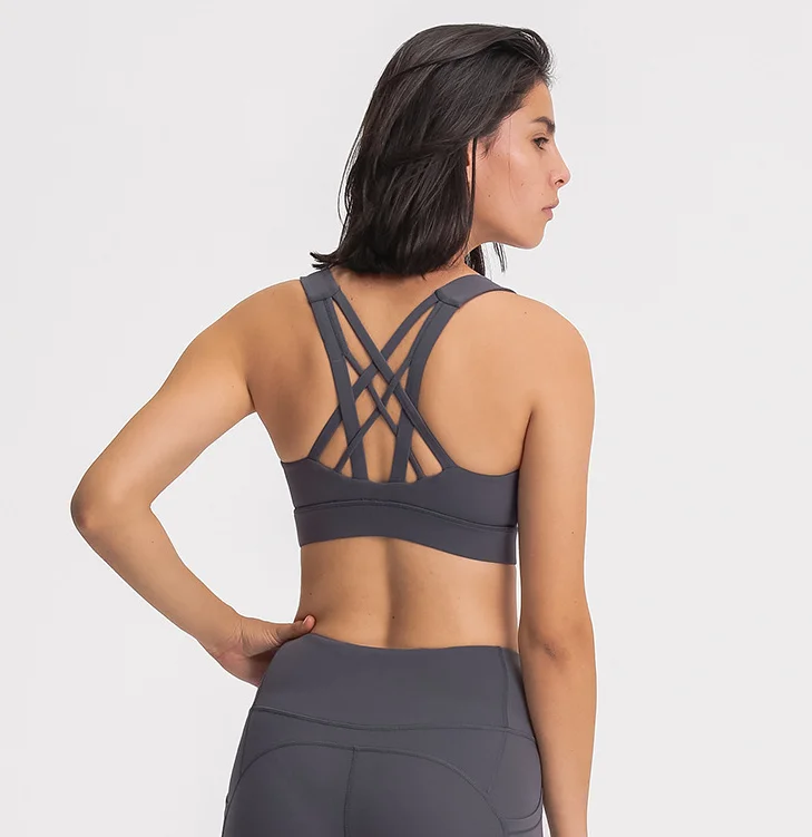 TOPKO New Product Sexy Cross Beautiful Back Sports Bra Shockproof Women Yoga Sports Bra