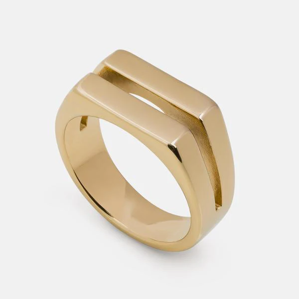  2021 Simple Design Double Side Rings Jewelry Stainless Steel Gold Metal Pave Open Ring For Women