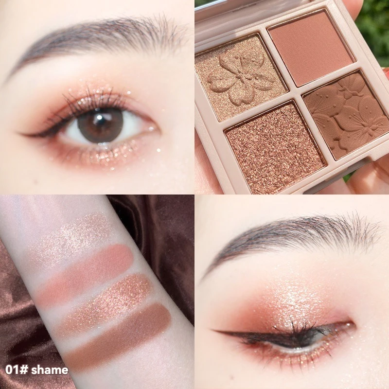 Wholesale 4-Color Plastic Eye Shadow 2024 Matte Eye Shadow Shining Private Brand High Pigment Customized Diy Eye Shadow