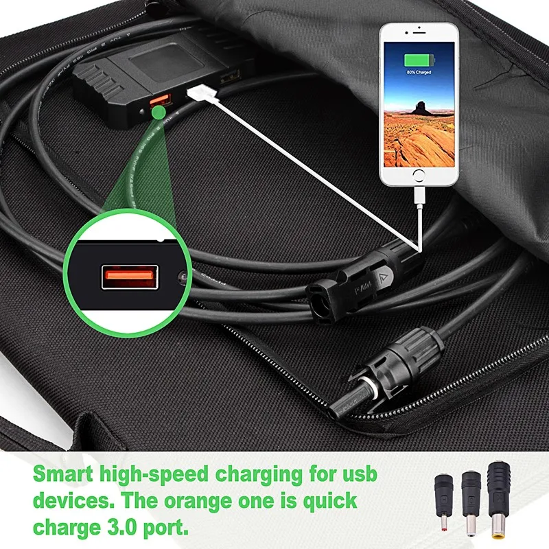 
60w Waterproof Folding solar powered window charger, Solar Panel Source Power Mobile USB Charger for Cell phones 