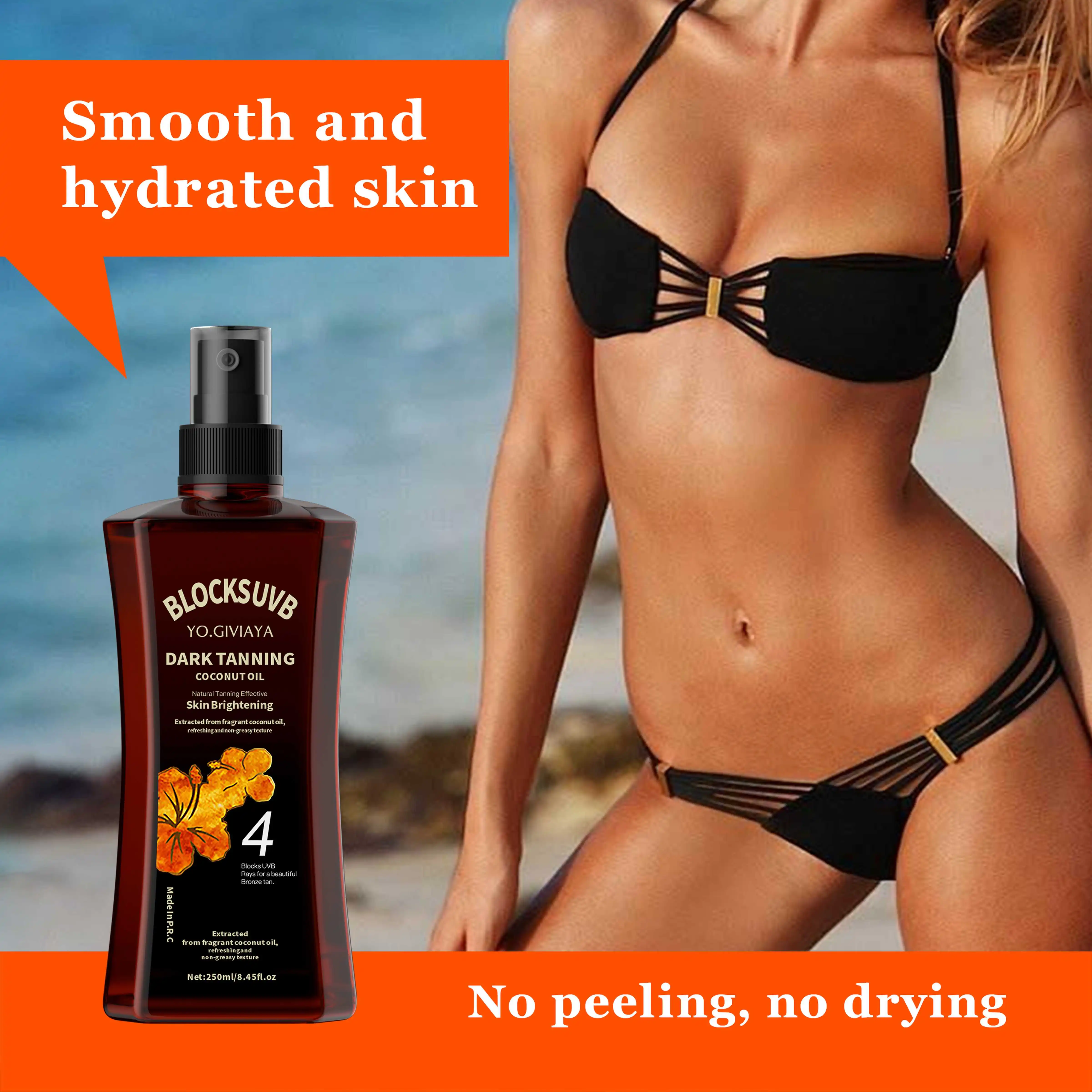 SOLOMUAA Private Label Natural Self Tan Body Oil Instant Tanning Oil Dark Glowing Skin Tanning Oi