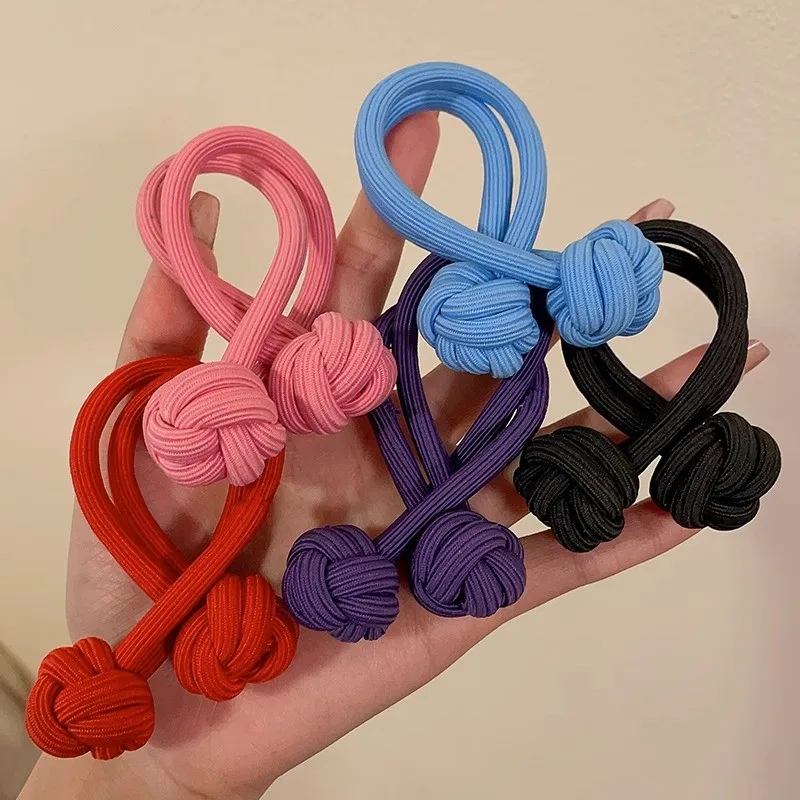 Chinese Knot Girls Head Rope Boho Hair Ties Bracelets Thick Durable Elastic Hair Band For Women High Ponytail Hair Scrunchies