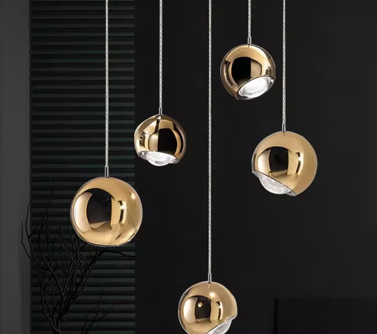 Nordic modern simple creative gold ball ceiling  acrylic led chandelier for home restaurant decor