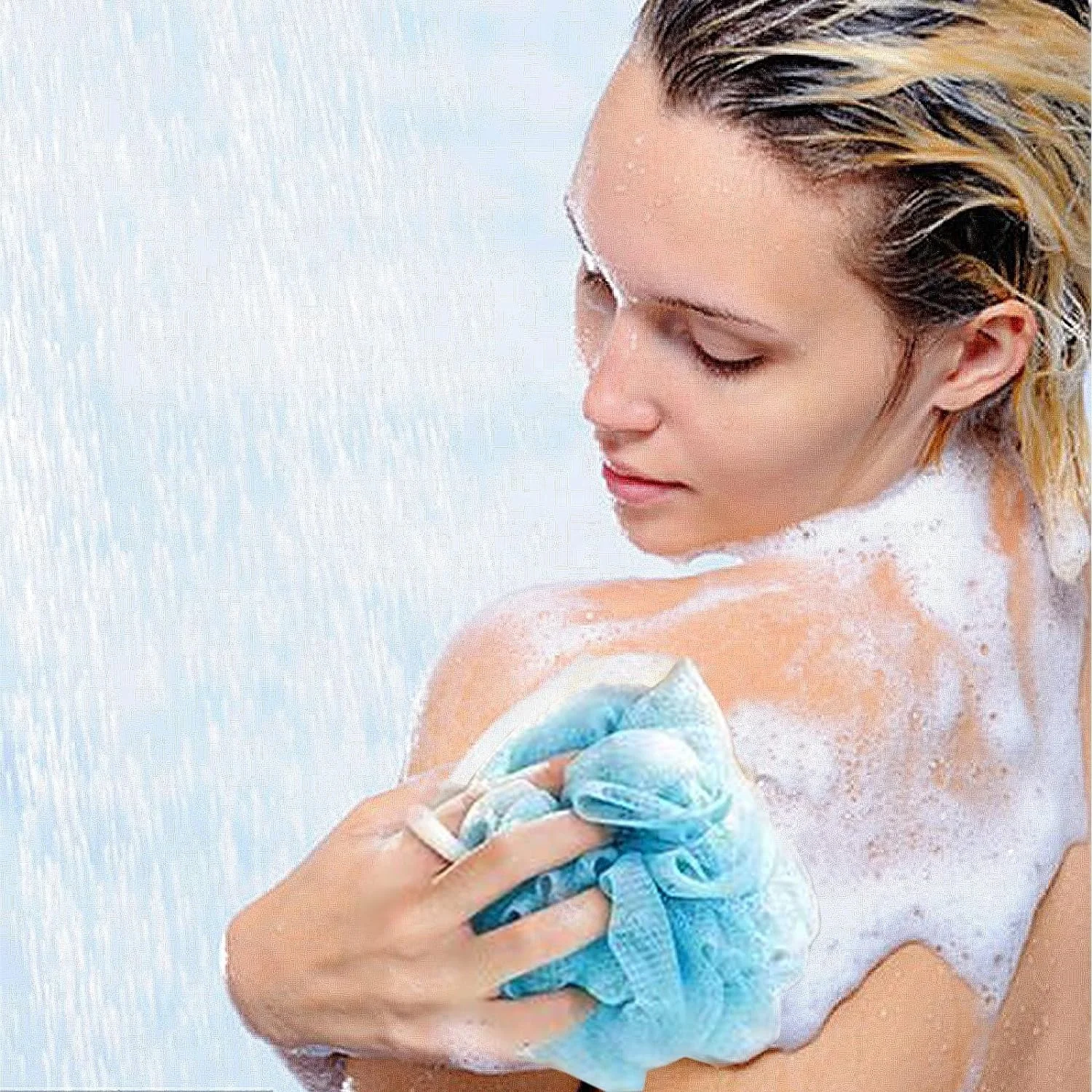 Factory Price 3-pack Exfoliating Body Scrubber Set- Bath Gloves Mitts and Shower Bath Sponge Loofah Back Scrubber for Shower