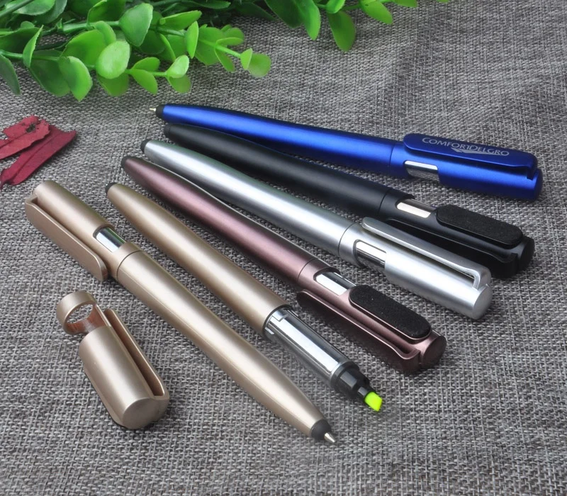 New design 5 in 1 multifunction ball pen with stylus,highlighter,phone holder,screen cleaner