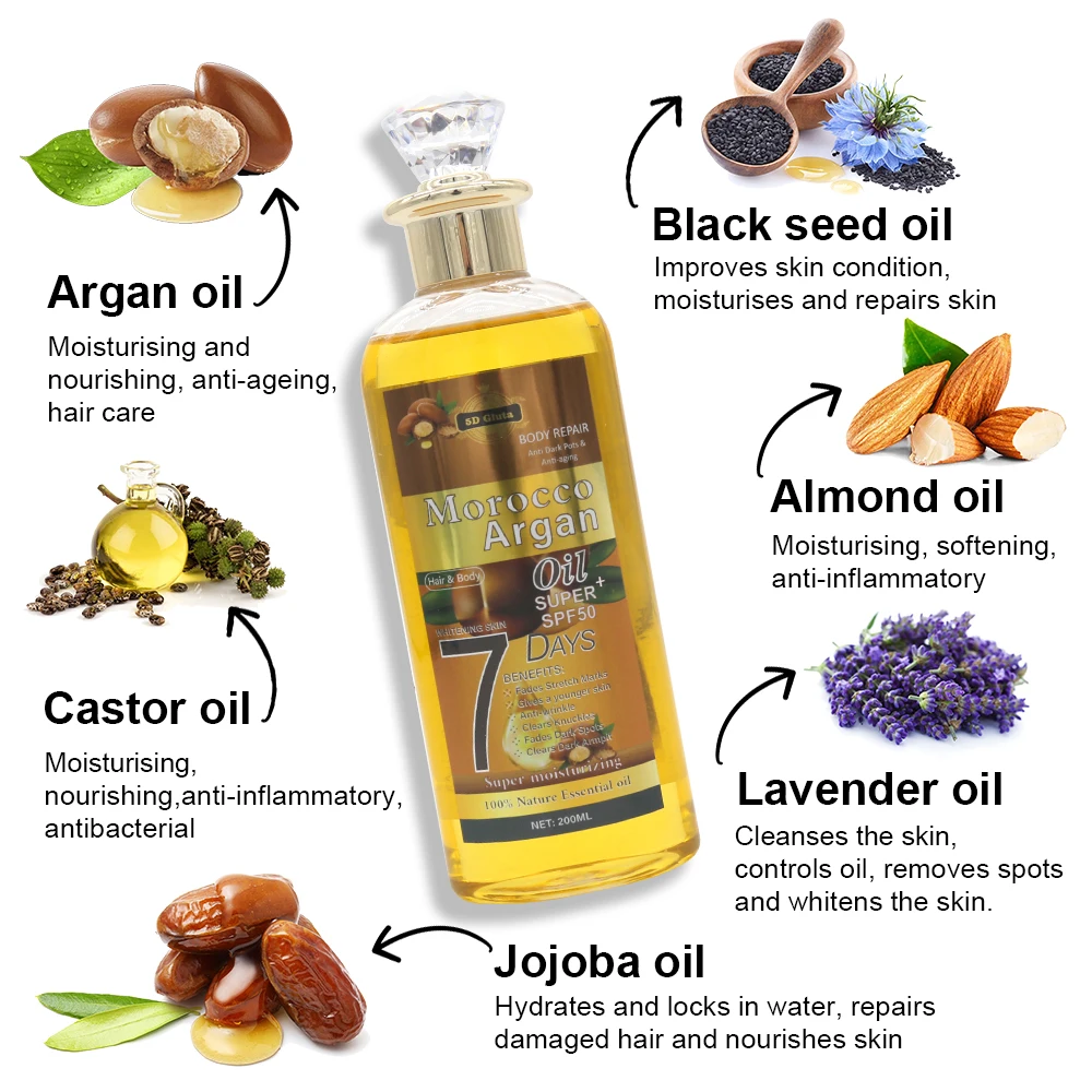 100% Nature Essential oil Cold Pressed Carrier Oil Moisturizing Fades Dark spots Face Skin Hair Growth Organic argan oil morocco