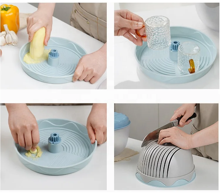 6 in 1 Multifunctional Manual Plastic Vegetable Dryer Salad Spinner for Kitchen Salad Tool