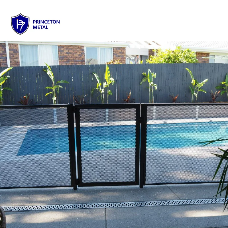 Princeton Metal AUS outdoor aluminum perforated pool fence panel in black
