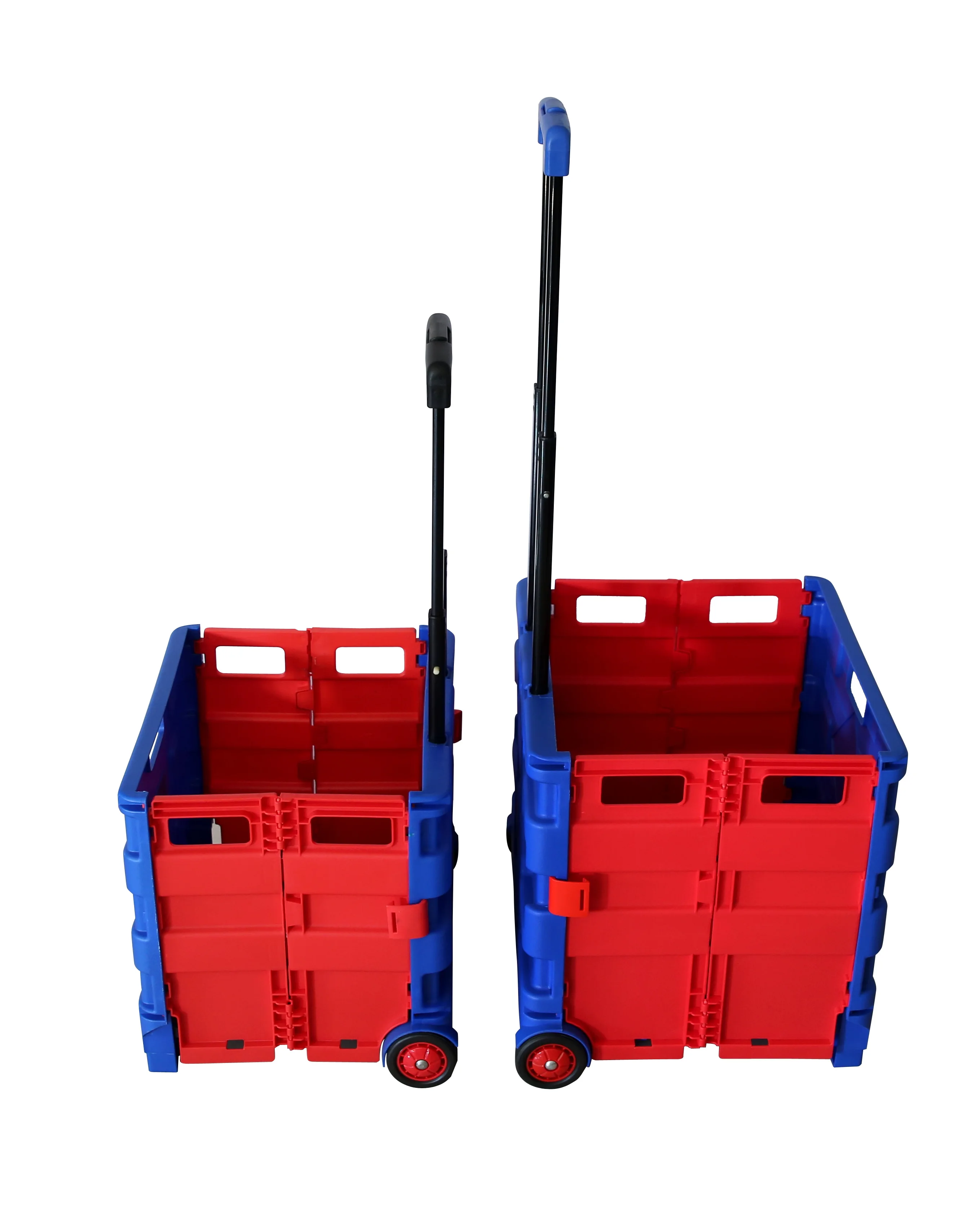 Collapsible Rolling  Supermarket Shopping trolley Folding Plastic Carry Hand Trolley Cart  Portable  with wheels