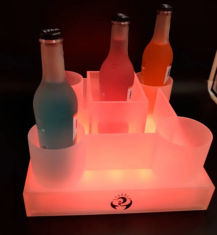 Factory best price Color changing LED glowing bar wine bottle display rack Simple plastic led display shelf