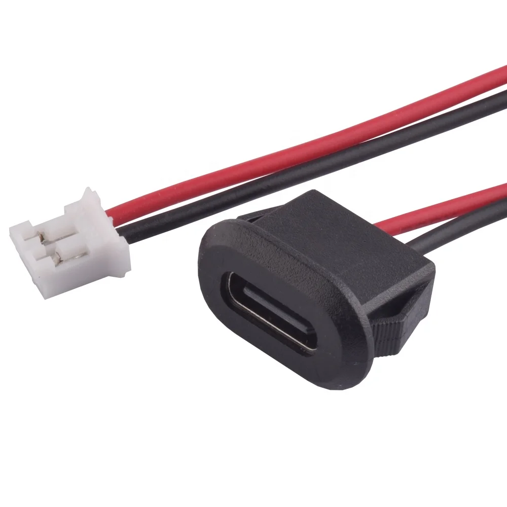 USB TYPE-C 2P Welding Wire Type Waterproof Female Seat With XH Male Crimp Wiring Harness