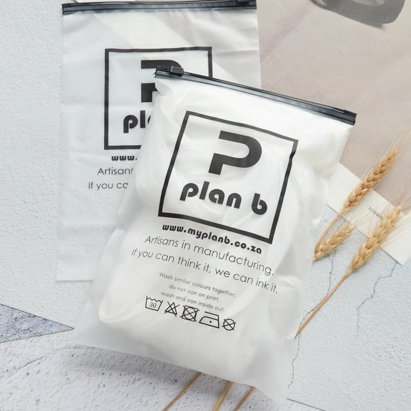 biodegradable compostable pe poly zipper plastic packaging slide eva frosted zip lock bag