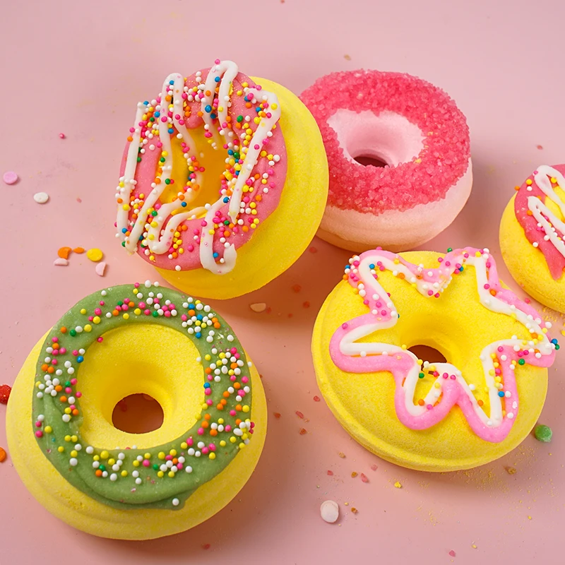 Wholesale Bath Fizzer Ball Mini Gift Set Organic Cleansing Donut Kids Shape Bubble Bath Bomb