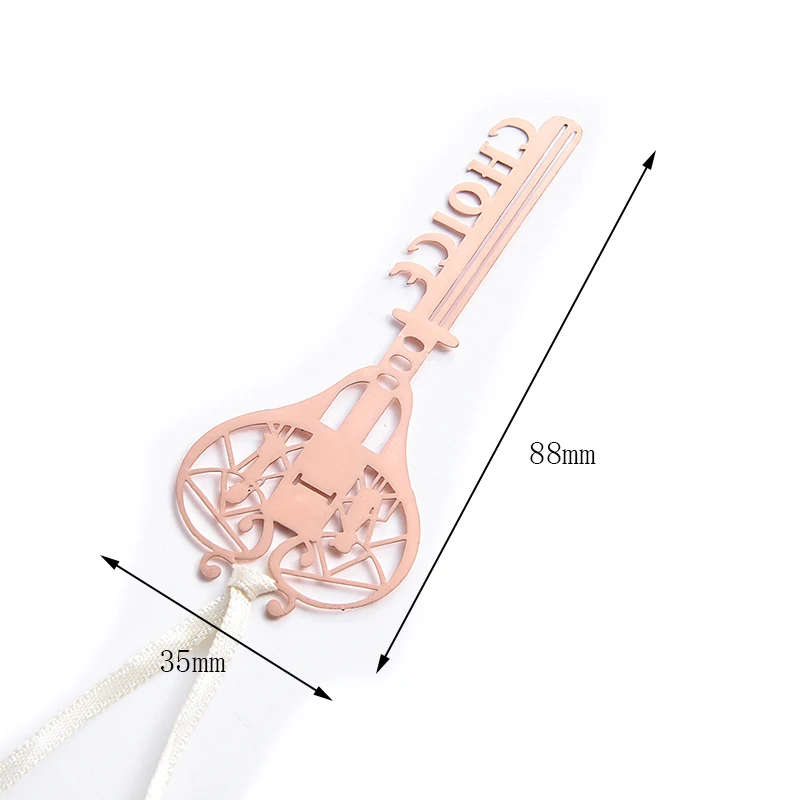Creative Fancy Design High Quality Custom Gift Hollow Key Shape Rose Gold Metal Bookmark