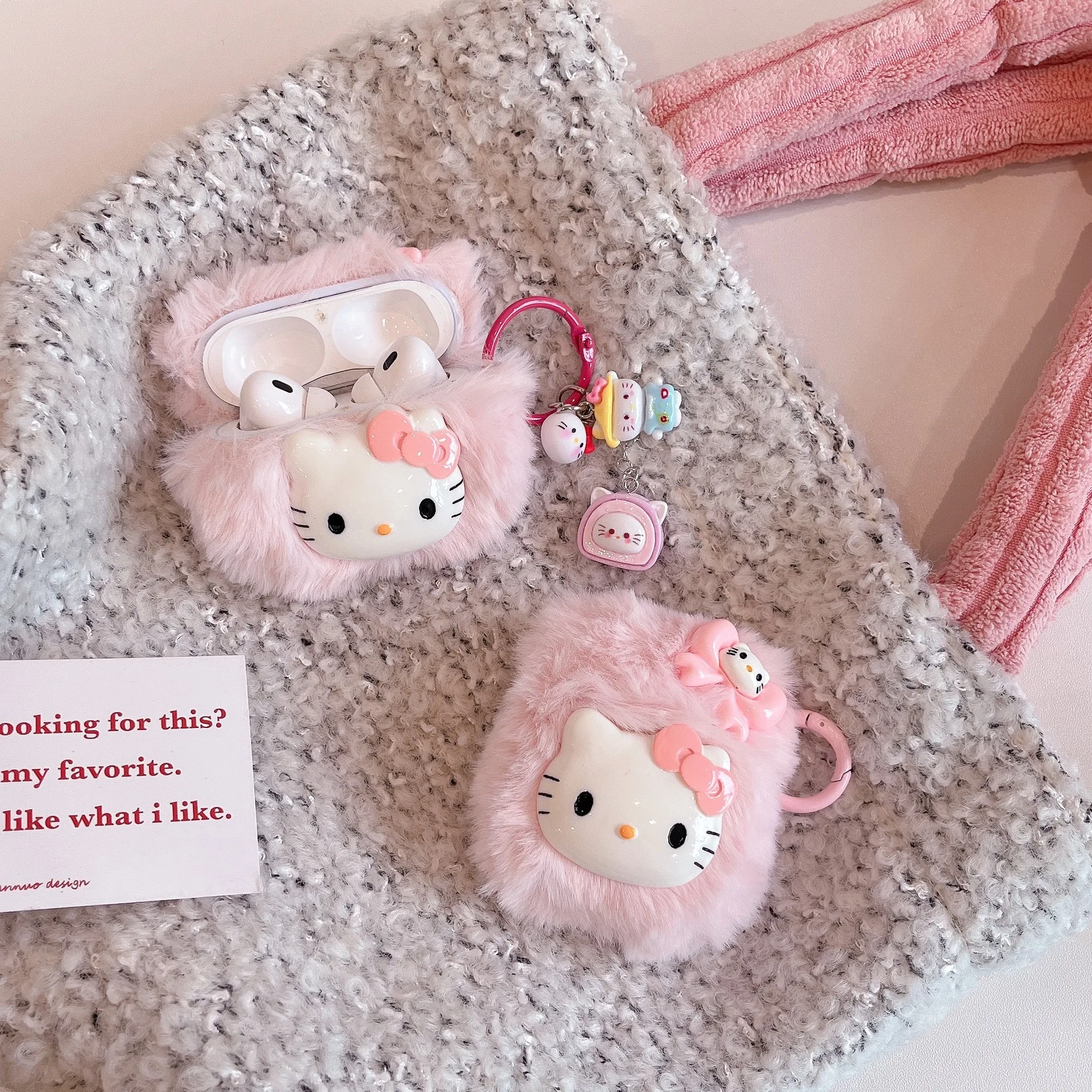 Симпатичные Мультяшные плюшевые 3D sanrioed HelloKitty анти-падение аксессуары для наушников чехол Airpods pro 1 2 3 плюшевый