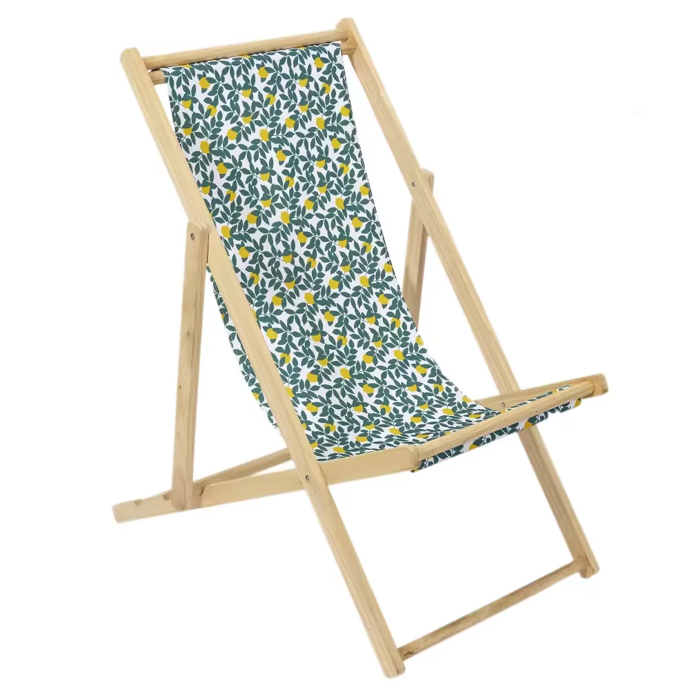 Patio Furniture Outdoor Ultralight Beach Chair Beach Lounger Chairs Foldable Camping Chair Wooden Deckchair