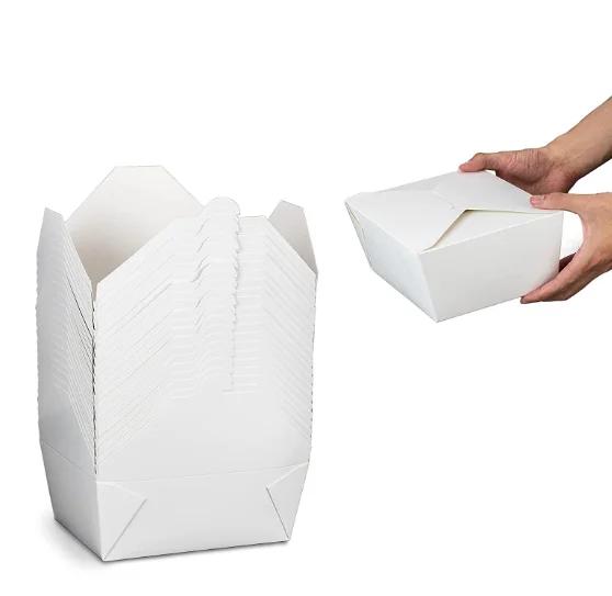 White fast food take away meal kraft paper lunch box for hamburger noodle salad snack packing box