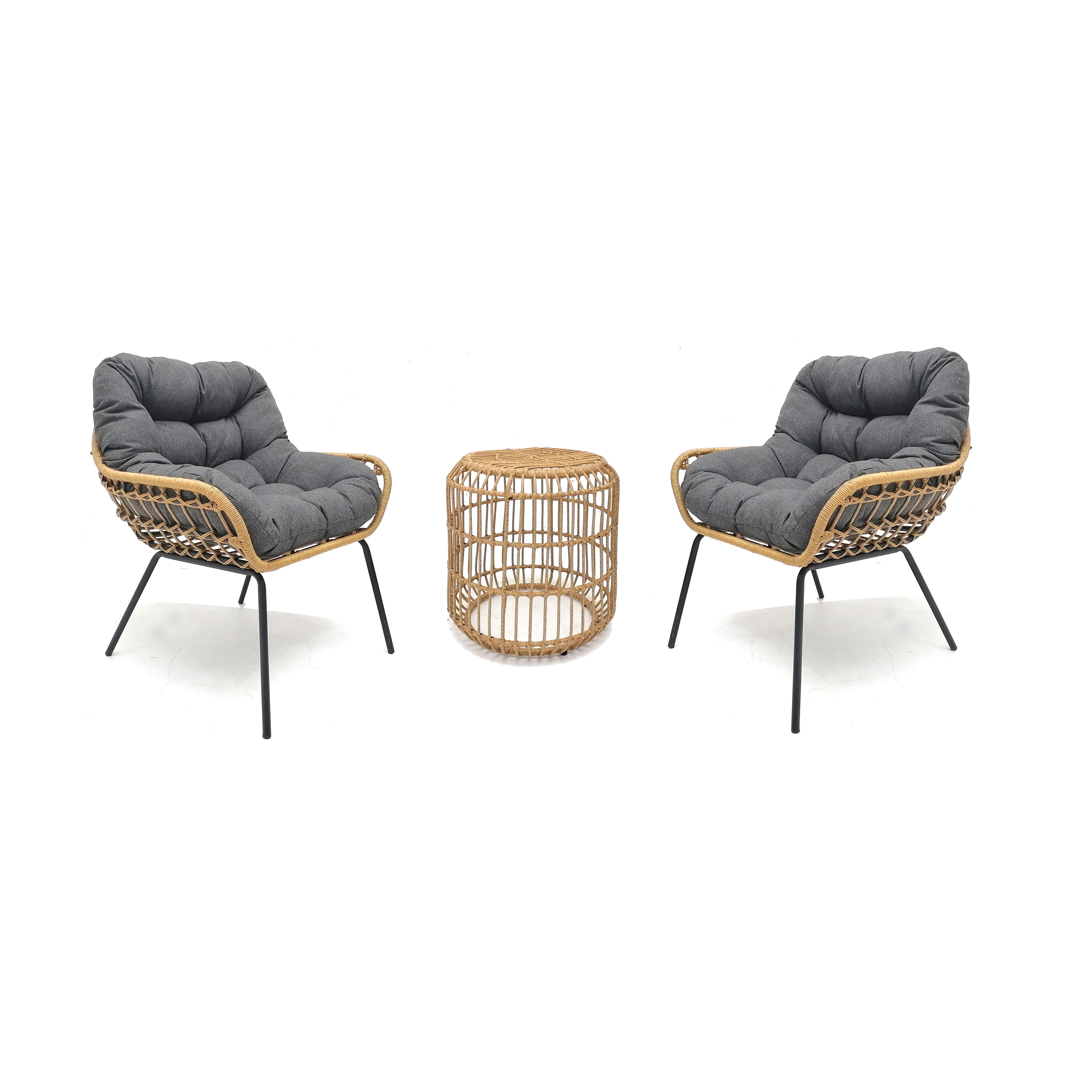 Современная уличная мебель, садовый Обеденный набор, металлическая сталь, ротанговая патио, 3 шт., набор мебели для продажи