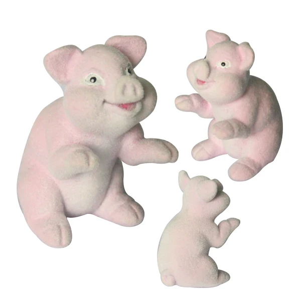 Novelty Design Vintage  Flocking Mimi Figure Cute Mini Pig shaped Cartoon Figures Children toys
