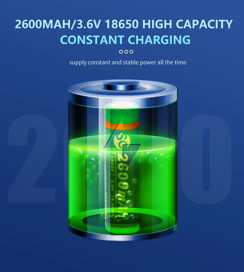 New Launch portable 3.6v 2600mAh  18650 usb rechargeable battery