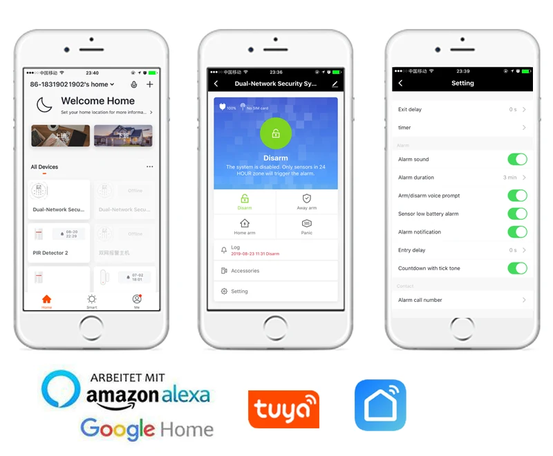 2021 hot selling smart home devices intelligent GSM alarm kit 2.4G WIFI camera support Tuya App alarm for home security