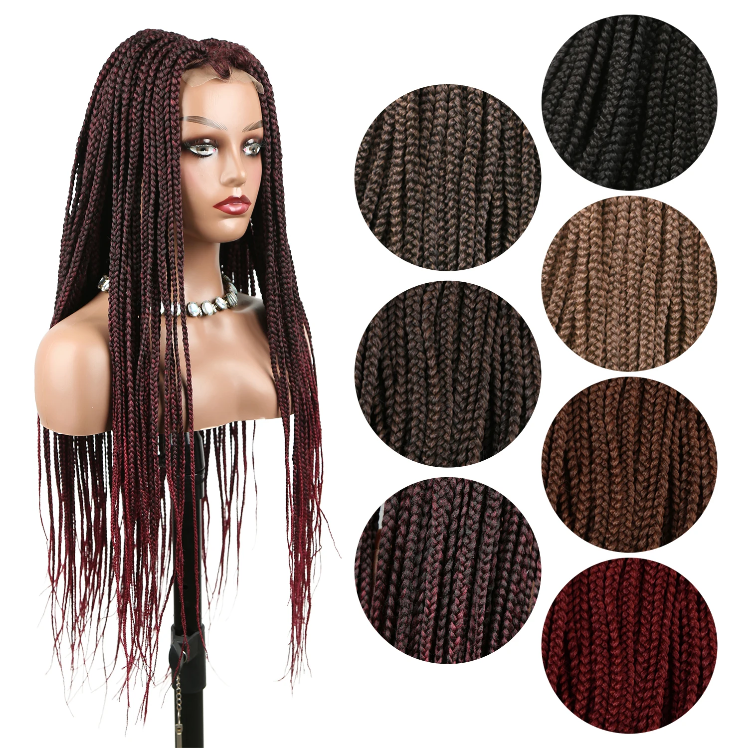 Hot Selling Factory Price Synthetic Hair Box Braid Wig for Black Women Wholesale Braided Laces Wigs Vendors Braided Wigs