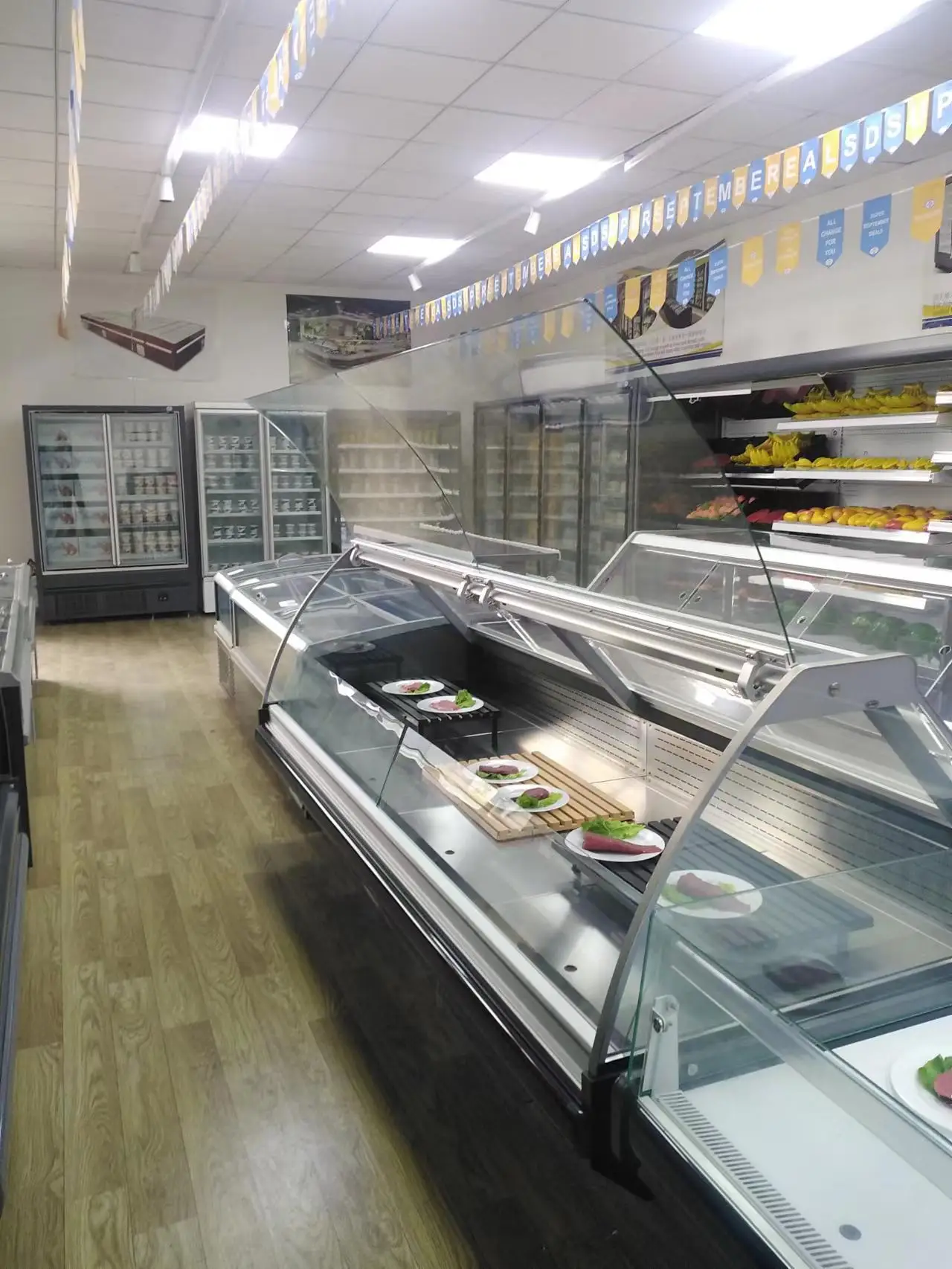 Cooked food display refrigerator for butcher store fresh meat showcase deli sausage display fridge