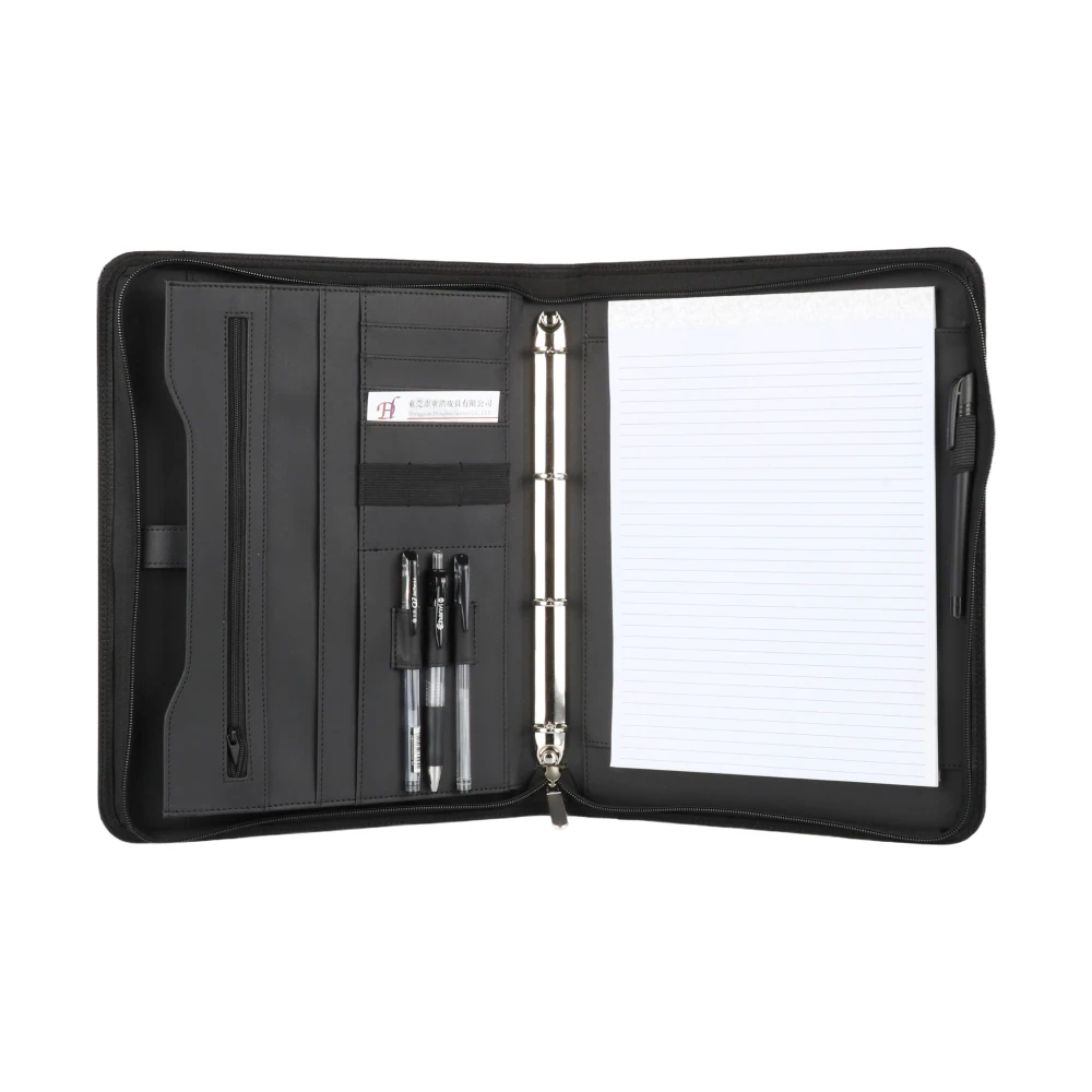 Portfolio A4 PU Leather Conference Folder Document Holder for Office Business PU  Padfolio Folder 3 Rings Portfolio Organizer
