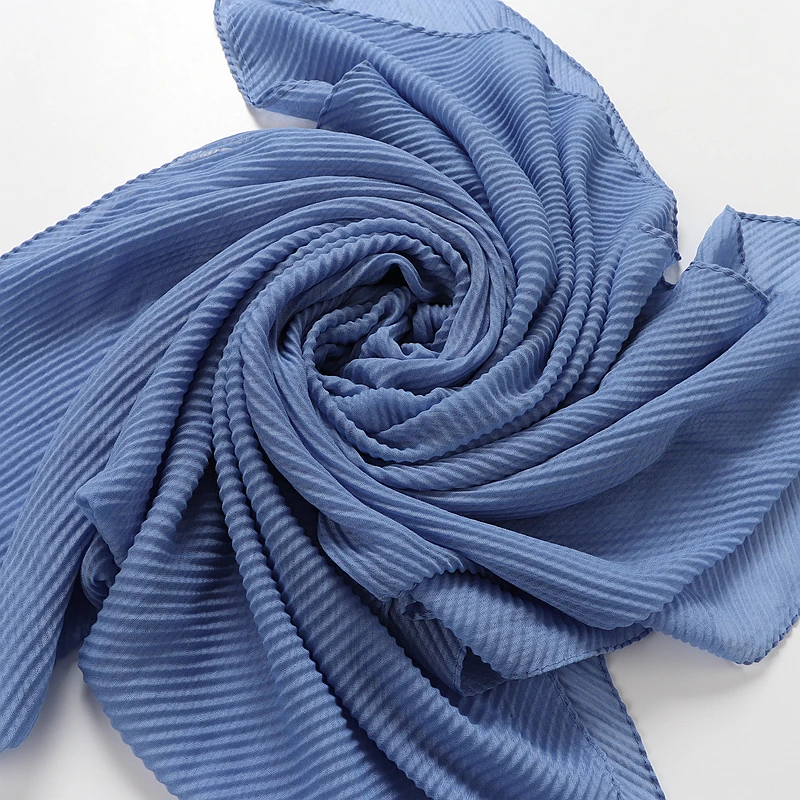 New women maxi crimped hijabs shawls oversize head wraps soft long muslim premium viscose plain crinkle hijab