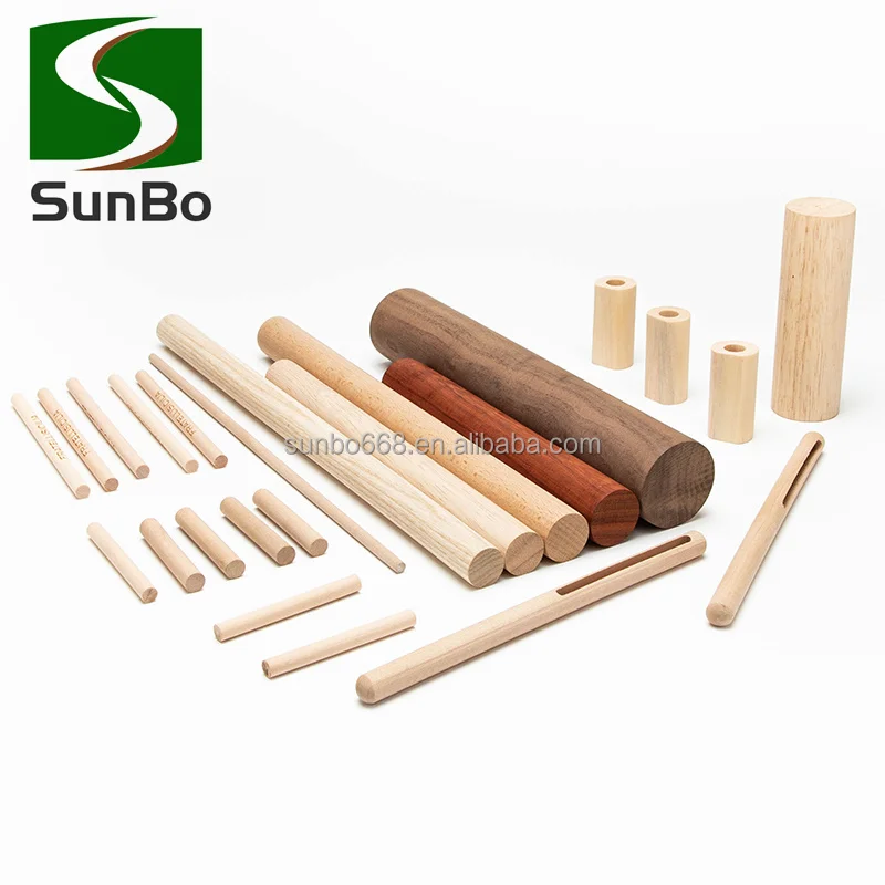 Factory Wholesale  Wooden Dowel Rods Chamfer Wooden Stick  Solid Wood Pole  Handle