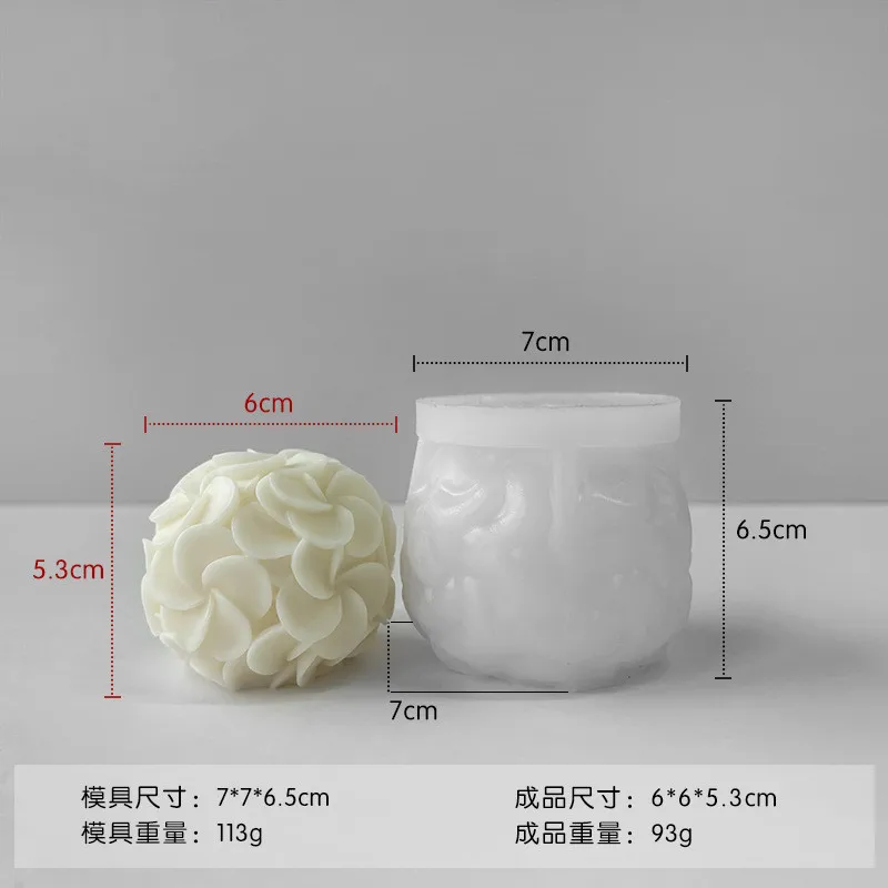 Y377 Handmade Flower Ball Scented Candle Silicone Mold