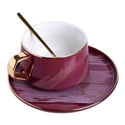 Luxury drinkware golden rim porcelain espresso cappuccino coffee cup with saucer Hot sale products