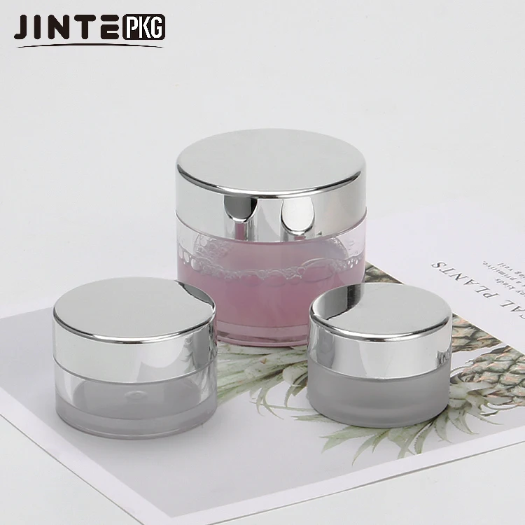 Refillable Plastic Clear Round Jar With Silver Gold Lid For Acrylic Powder Jar Pot For Cosmetic Packaging 0.5oz  2oz