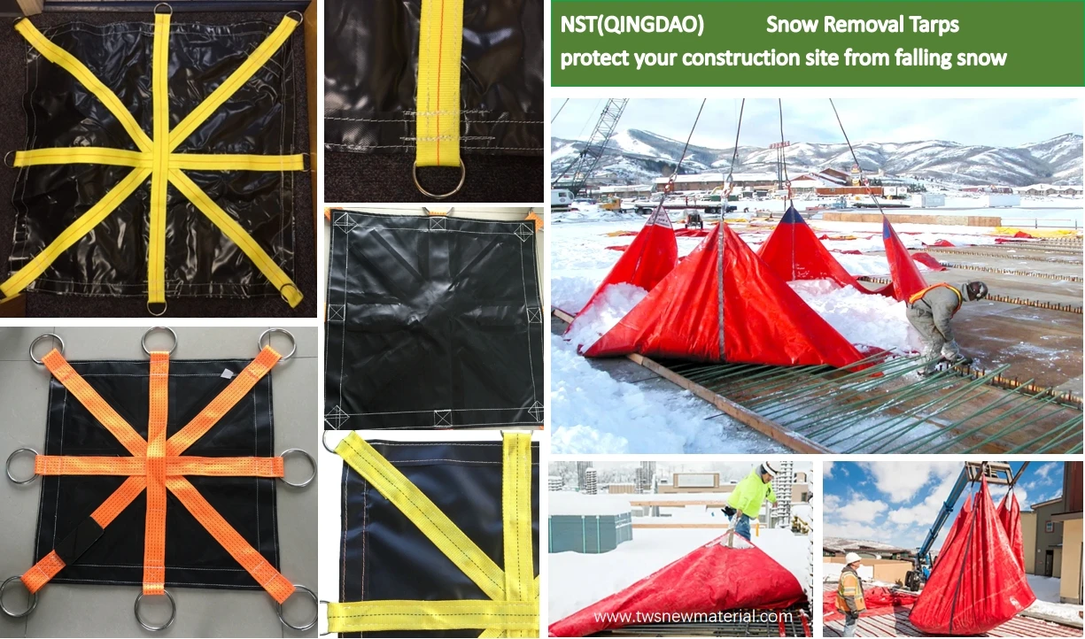 Heavy Duty 8 loops Lifting tarps construction site debris 900gsm removal snow pvc tarpaulin