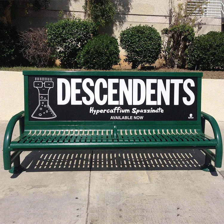 Advertising Benches for Sale Metal Steel Vintage Ad Park Bench Street Manufacturer Outdoor Furniture Modern Galvanized Steel