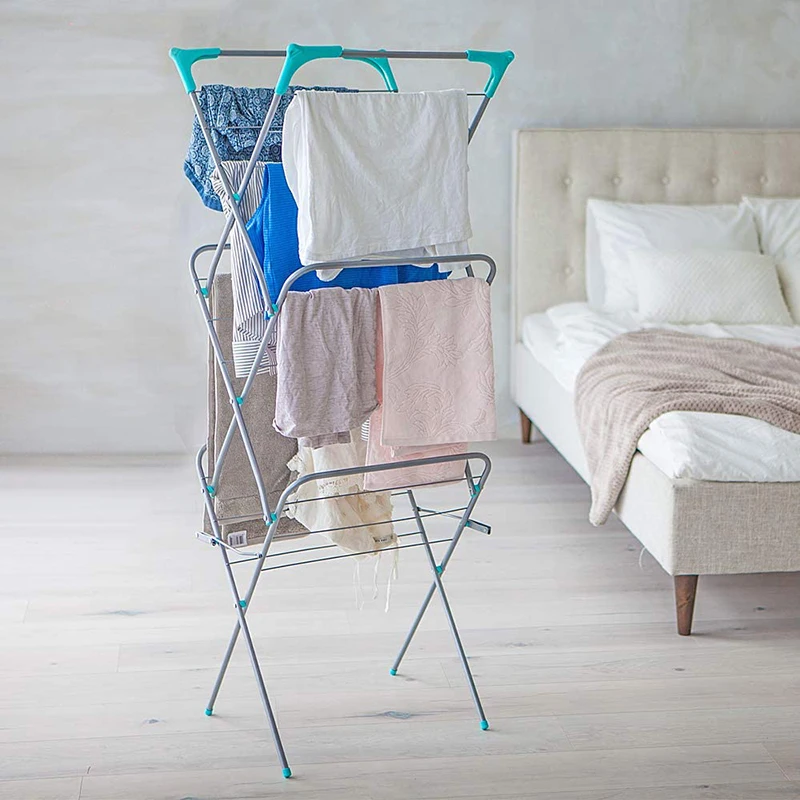 Coat 3-Tier Clothes Airer Indoor Clothes Drying Rack with 15m Washing Line Folding Clothes Dryer