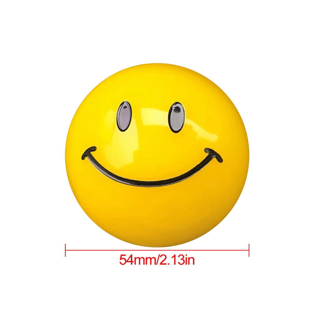 JDM Resin Shifter Ball Billiard Yellow Smile Grip Speed Head Round Ball Gear Shift Knob Car Racing Shifter Lever With 3 Adapters