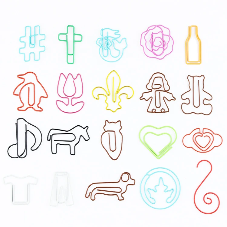 Custom Multicolor Cute Metal Paper Clip Custom Creative Logo Animal Shape Bookmark Paper Clips
